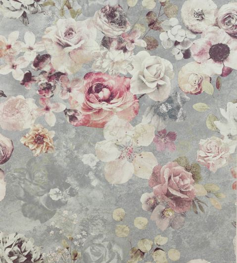 Marble Rose Wallpaper by Jane Churchill Silver