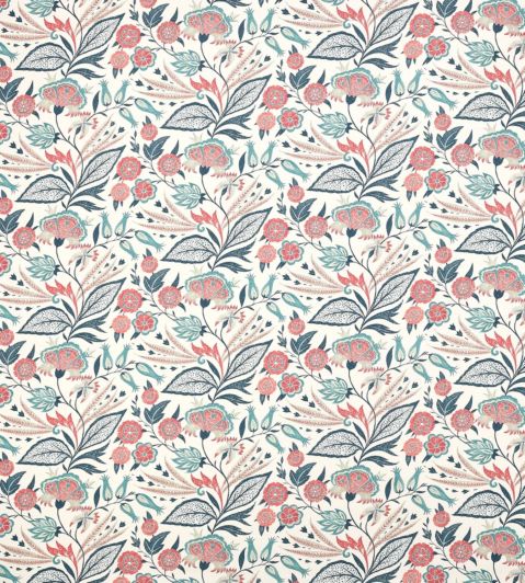 Amber Fabric by Jane Churchill Teal/Coral