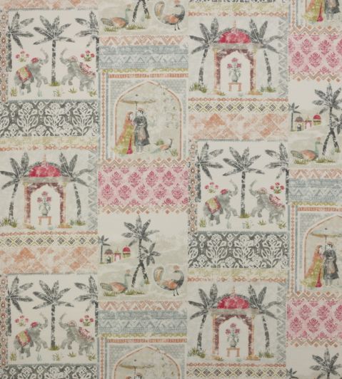 Kashmir Garden Fabric by Jane Churchill Grey/Coral