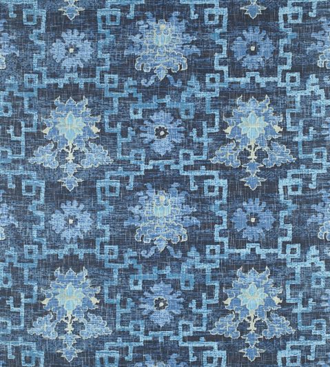 Peony Trellis Fabric by Jim Thompson No.9 Indigo