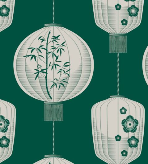 Lucky Lantern Wallpaper by Mini Moderns Douglas Fir