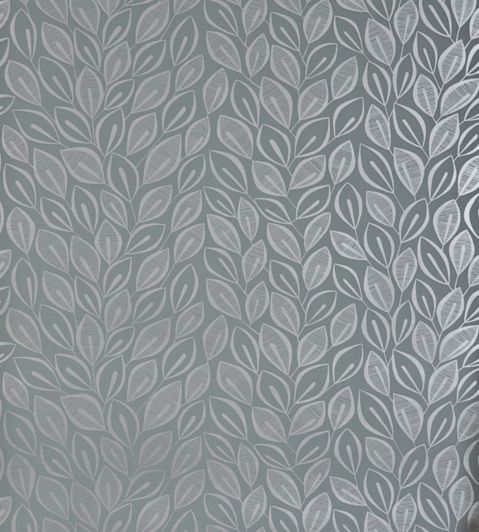Leaves Wallpaper by MissPrint Graphite with Silver