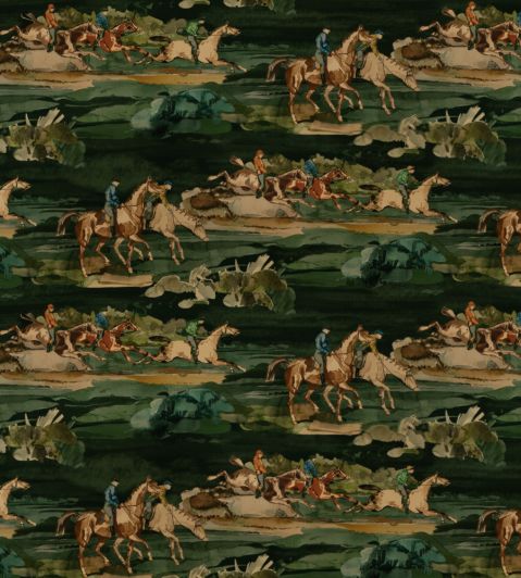 Morning Gallop Velvet Fabric by Mulberry Home Teal