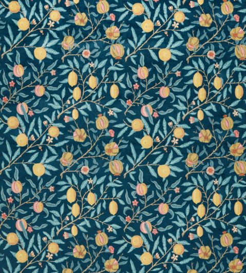Fruit Velvet Fabric by Morris & Co Indigo/Slate