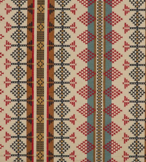 Saddle Blanket Fabric by Mulberry Home Indigo/Red