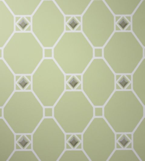 Huntly Wallpaper by Nina Campbell Pale Lime/White/Silver