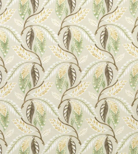 Fontibre Fabric by Nina Campbell Chocolate/Eucalyptus/Ochre