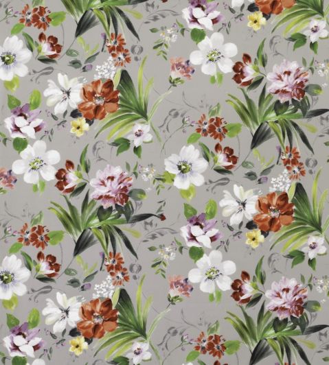 Rosslyn Fabric by Nina Campbell Red, Pink, Olive