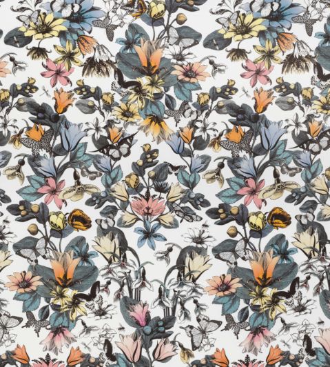 Tulipan Fabric by Osborne & Little Lemon / Coral / Teal