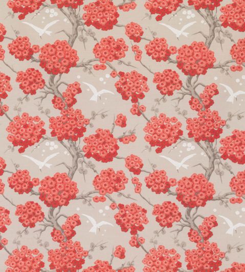 Japonerie Fabric by Osborne & Little Red/Linen/Taupe/Ivory