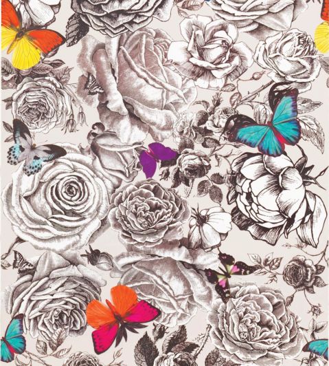 Butterfly Garden Wallpaper by Osborne & Little Multi/Pale Linen