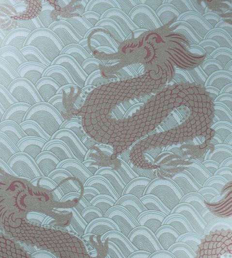 Celestial Dragon Wallpaper by Matthew Williamson Ice Blue, Rose, Metallic Gold