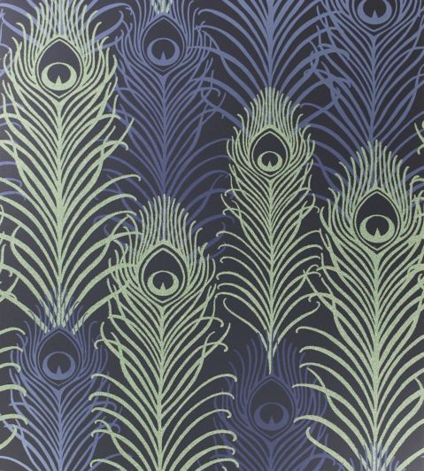 Peacock Wallpaper by Matthew Williamson Midnight, Metallic Jade, Metallic Cobalt