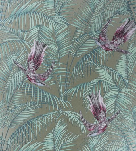 Sunbird Wallpaper by Matthew Williamson Metallic Gold, Fuchsia, Jade