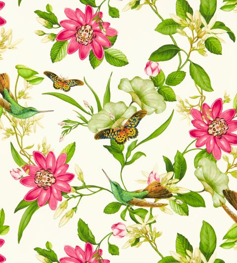 Pink Lotus Wallpaper by Clarke & Clarke Ivory
