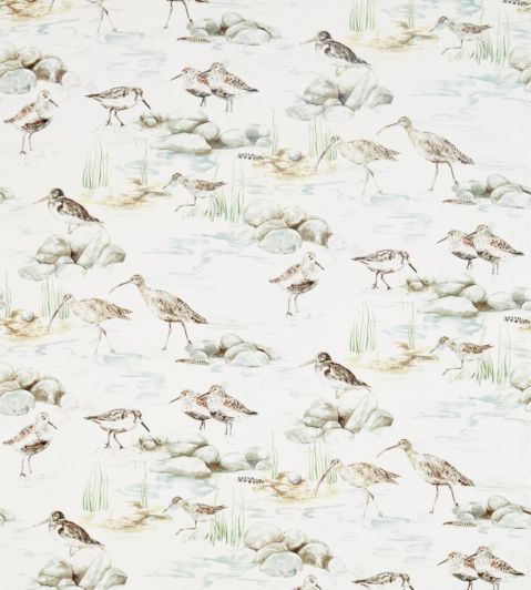 Estuary Birds Fabric by Sanderson Mist/Ivory