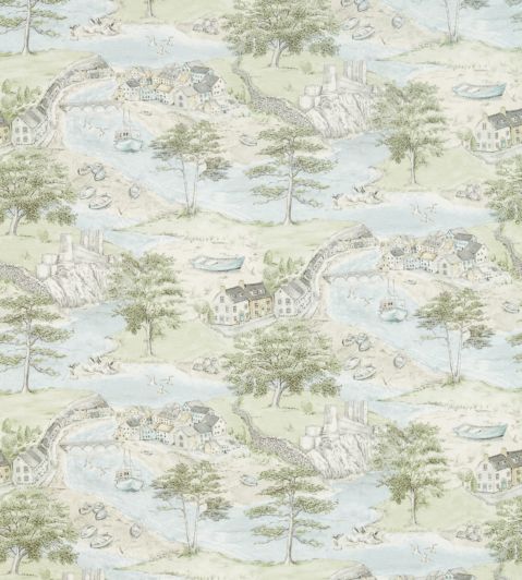 Sea Houses Fabric by Sanderson Tidewater Blue