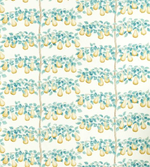 Perry Pears Fabric by Sanderson Gold/Aqua