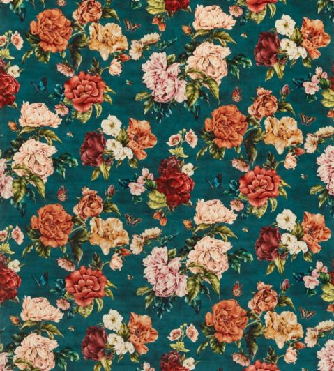 Summer Peony Fabric by Sanderson Newby Green
