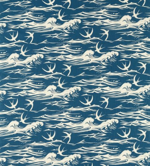 Swallows At Sea Fabric by Sanderson Navy