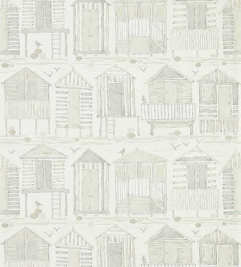 Beach Huts Wallpaper by Sanderson in Driftwood | Jane Clayton