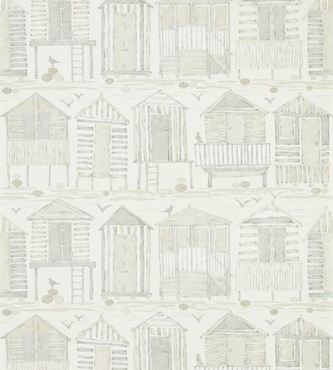 Beach Huts Wallpaper by Sanderson in Driftwood | Jane Clayton Beach Huts Wallpaper by Sanderson in Driftwood | Jane Clayton
