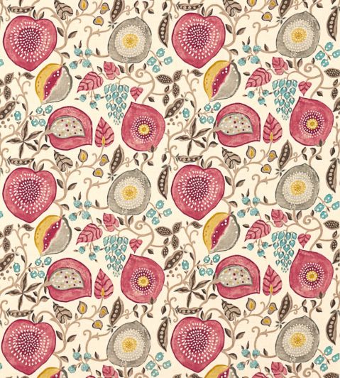 Peas & Pods Fabric by Sanderson Cherry/Linen