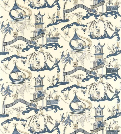 Pagoda River Fabric by Sanderson Indigo/Blue