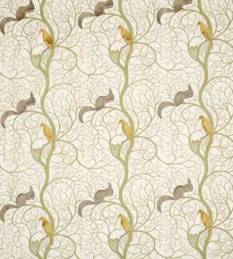Squirrel & Dove Embroidery Fabric by Sanderson Sage/Neutral