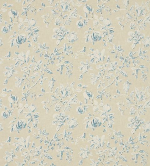Magnolia & Pomegranate Fabric by Sanderson Parchment/Sky Blue