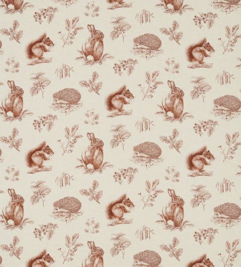 Squirrel & Hedgehog Fabric by Sanderson Henna/Wheat