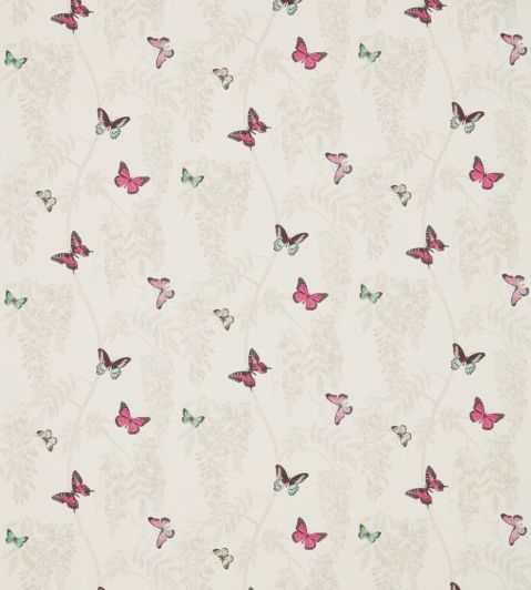 Wisteria & Butterfly Fabric by Sanderson Fuchsia/Parchment