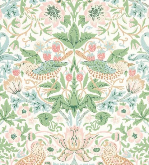 Simply Strawberry Thief Wallpaper by Morris & Co Cochineal Pink