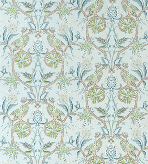 Peacock Garden Fabric by Thibaut Aqua