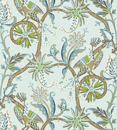 Peacock Garden Wallpaper by Thibaut Aqua