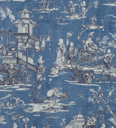Cheng Toile Fabric by Thibaut Navy