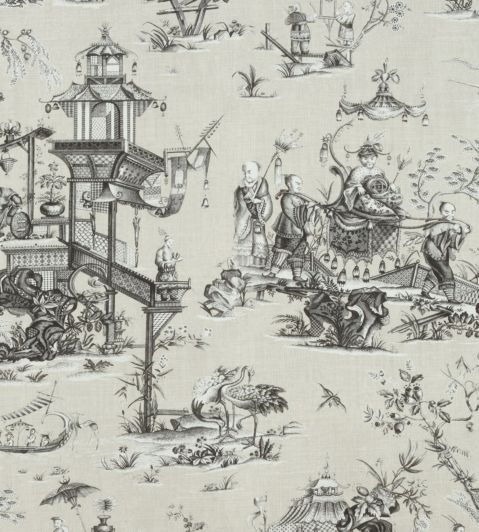 Cheng Toile Fabric by Thibaut Beige and Black
