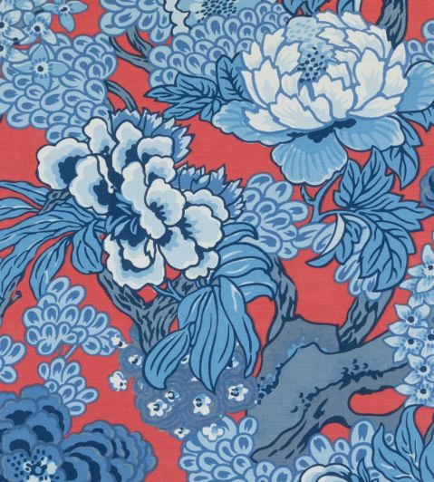 Honshu Fabric by Thibaut Red and Blue