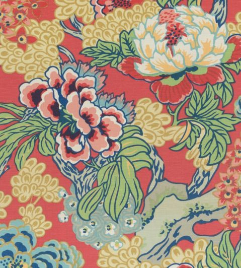 Honshu Fabric by Thibaut Coral and Green