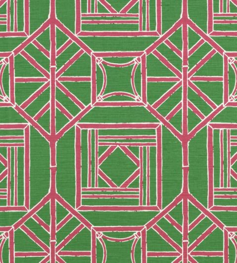 Shoji Fabric by Thibaut Green and Pink