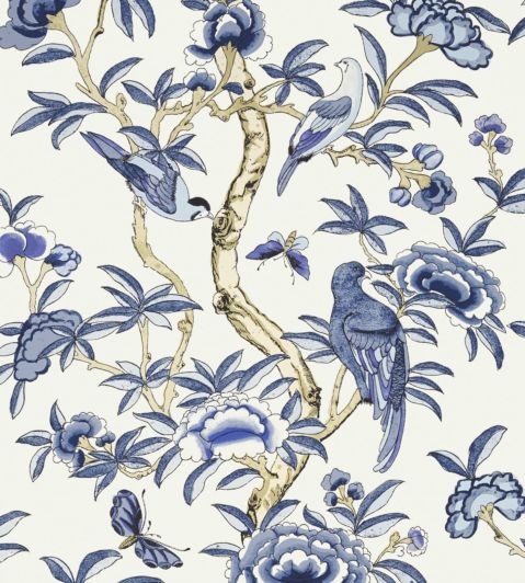 Giselle Wallpaper by Thibaut Blue and White