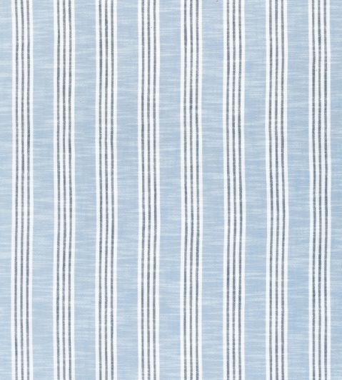 Southport Stripe Fabric by Thibaut Sky Blue and Navy