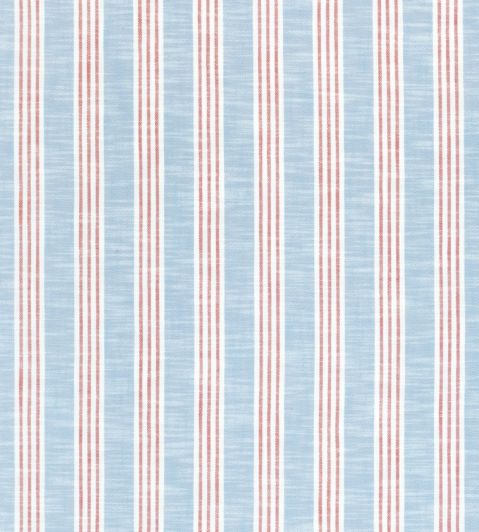 Southport Stripe Fabric by Thibaut Sky and Red