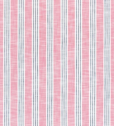 Southport Stripe Fabric by Thibaut Peony and Navy
