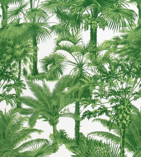 Palm Botanical Fabric by Thibaut Emerald Green