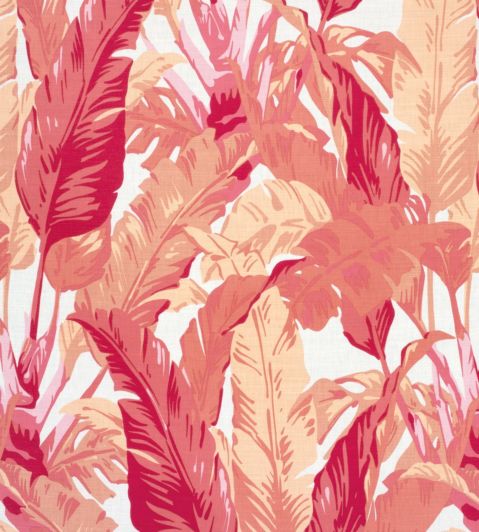 Travelers Palm Fabric by Thibaut Pink and Coral