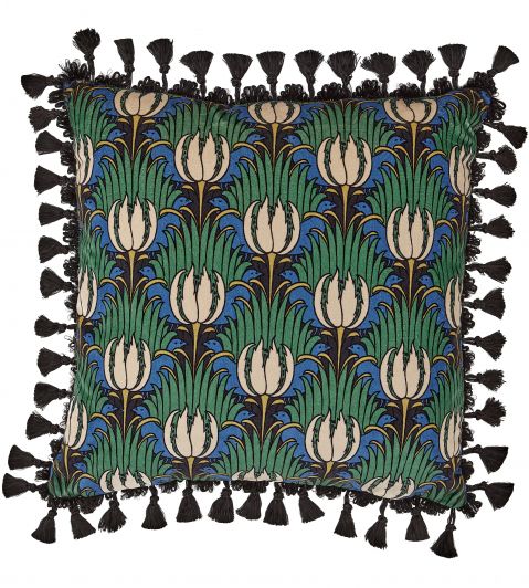 Tulip & Bird Cushion Ready-made cushion by Archive Goblin Green/Raven
