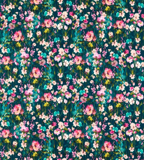 Wild Meadow Velvet Fabric by Studio G Kingfisher
