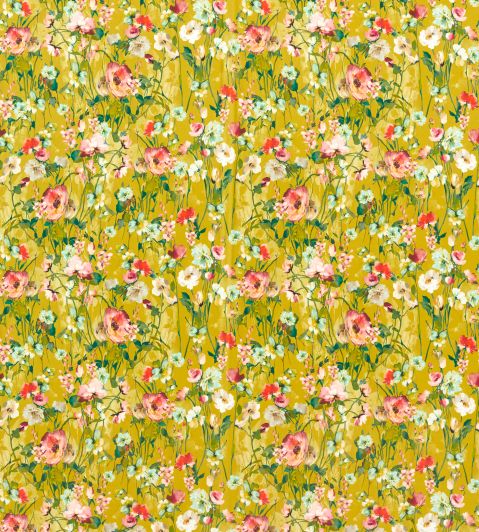 Wild Meadow Velvet Fabric by Studio G Ochre