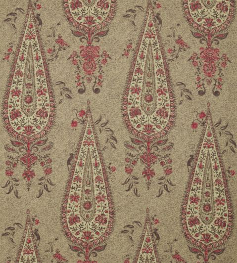 Koyari Paisley Fabric by Zoffany Antiquary/Crimson/Linen